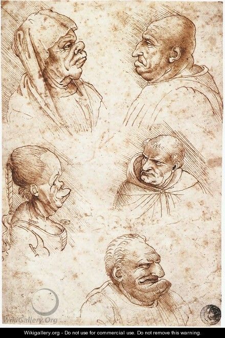 Five Caricature Heads - Leonardo Da Vinci