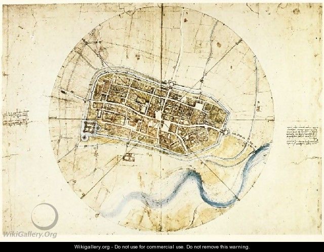 Town Plan Of Imola - Leonardo Da Vinci