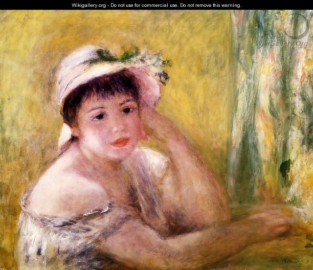 Woman With A Straw Hat - Pierre Auguste Renoir