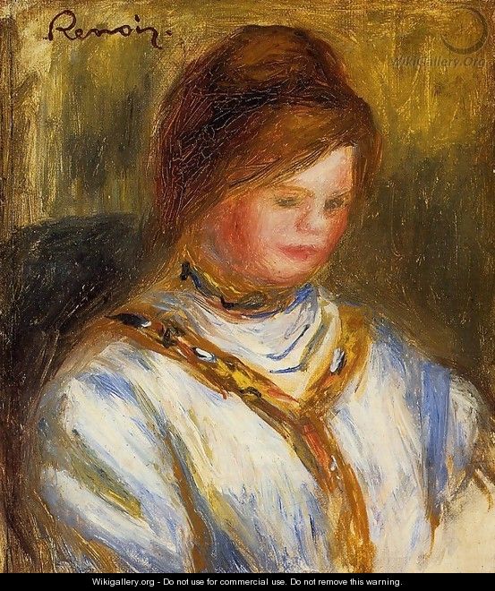 Woman In A Blue Blouse - Pierre Auguste Renoir