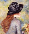 Young Girl Holding At Bouquet Of Tulips - Pierre Auguste Renoir
