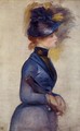 Young Woman In Bright Blue At The Conservatory - Pierre Auguste Renoir