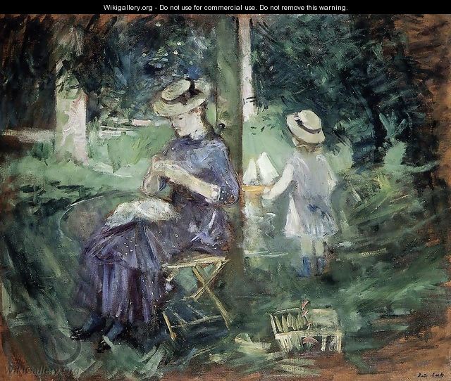 Girl Sewing In A Garden - Berthe Morisot