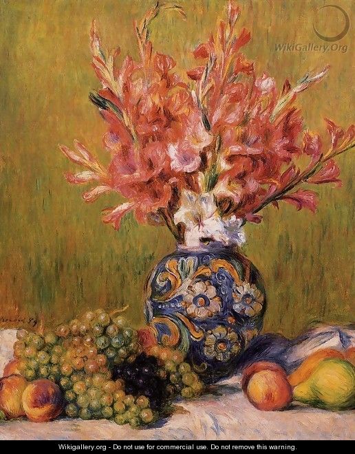 Still Life Flowers And Fruit - Pierre Auguste Renoir