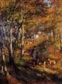 The Painter Jules Le Coeur Walking His Dogs In The Forest Of Fontainebleau - Pierre Auguste Renoir