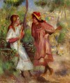 Two Girls In The Garden At Montmartre - Pierre Auguste Renoir