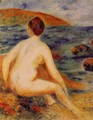 Nude Bather Seated By The Sea - Pierre Auguste Renoir