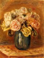 Roses In A Blue Vase2 - Pierre Auguste Renoir