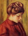 Profile Of A Woman In A Red Blouse - Pierre Auguste Renoir