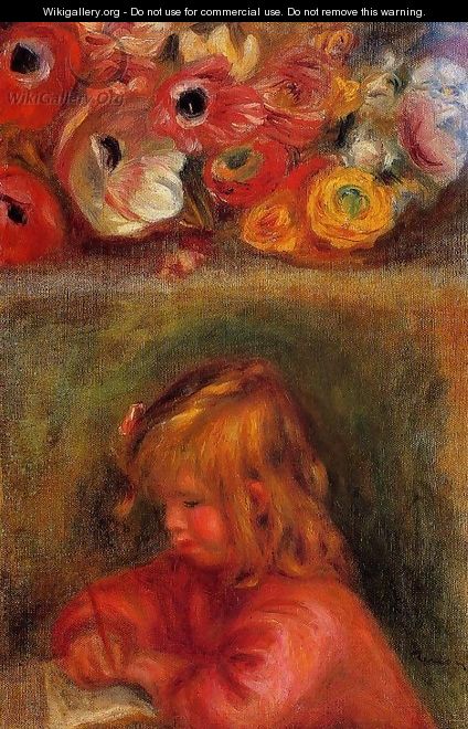 Portrait Of Coco And Flowers - Pierre Auguste Renoir