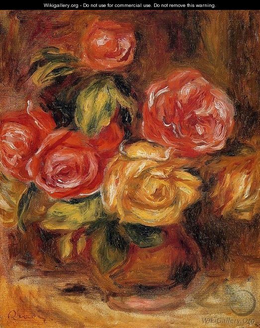Roses In A Vase4 - Pierre Auguste Renoir