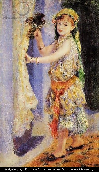 Girl With Falcon - Pierre Auguste Renoir