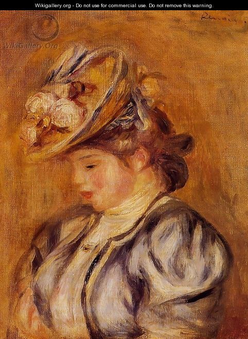 Girl In A Flowery Hat - Pierre Auguste Renoir