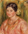 Head Of A Young Girl In Red - Pierre Auguste Renoir