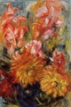 Gladiolas In A Blue Vase - Pierre Auguste Renoir