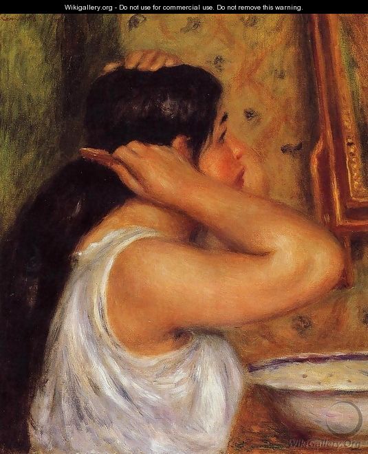 La Toilette Woman Combing Her Hair - Pierre Auguste Renoir
