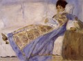 Madame Monet On A Sofa - Pierre Auguste Renoir