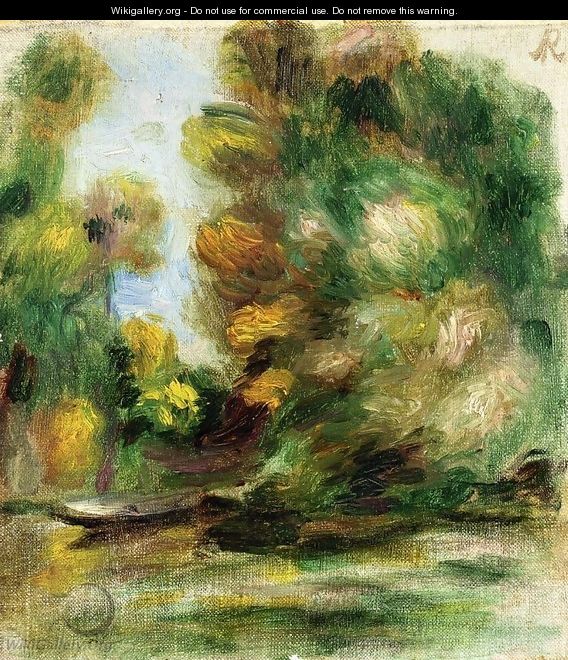 Banks Of The River A Boat - Pierre Auguste Renoir