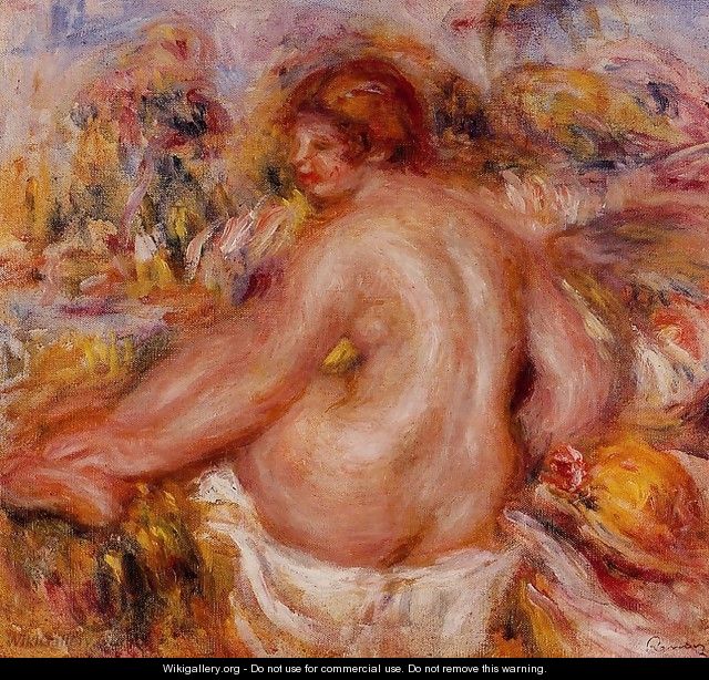 After Bathing Seated Female Nude - Pierre Auguste Renoir After Bathing Seated Female Nude - Pierre Auguste Renoir