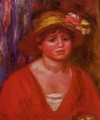 Bust Of A Young Woman In A Red Blouse - Pierre Auguste Renoir