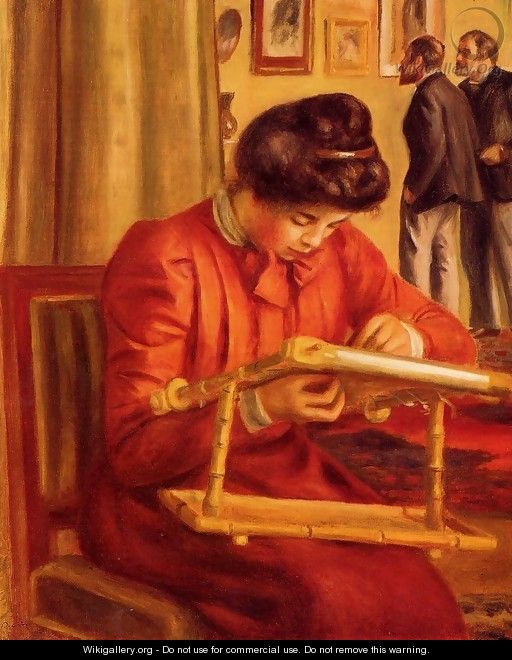 Christine Lerolle Embroidering - Pierre Auguste Renoir