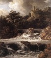 Waterfall with Castle Built on the Rock c. 1665 - Jacob Van Ruisdael