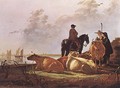 Peasants with Four Cows by the River Merwede - Aelbert Cuyp