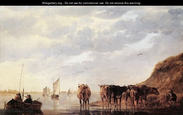 Herdsman with Cows by a River 1650 - Aelbert Cuyp