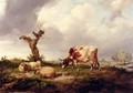A Cow With Sheep In A Landscape - Thomas Sidney Cooper