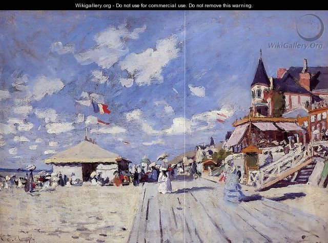 The Boardwalk On The Beach At Trouville - Claude Oscar Monet