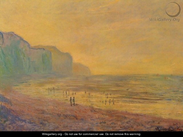 Low Tide At Pourville Misty Weather - Claude Oscar Monet