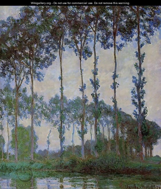 Poplars On The Banks Of The River Epte Overcast Weather - Claude Oscar Monet