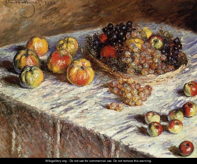 Still Life Apples And Grapes - Claude Oscar Monet