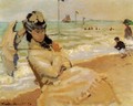 Camille On The Beach At Trouville - Claude Oscar Monet