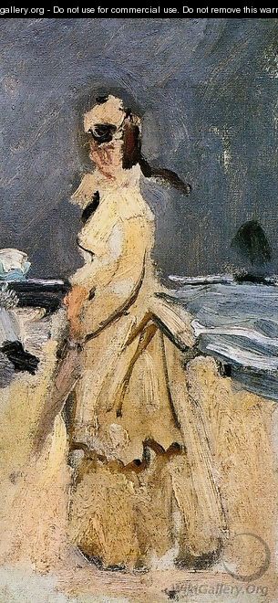 Camille On The Beach - Claude Oscar Monet