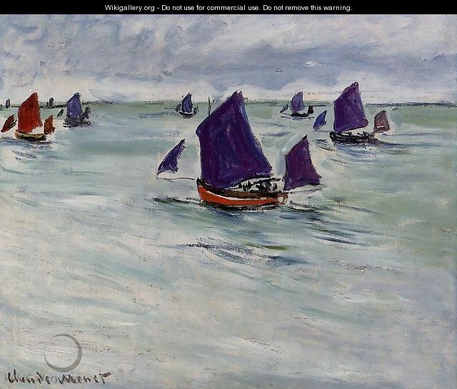 Fishing Boats Off Pourville - Claude Oscar Monet