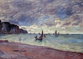 Fishing Boats By The Beach And The Cliffs Of Pourville - Claude Oscar Monet