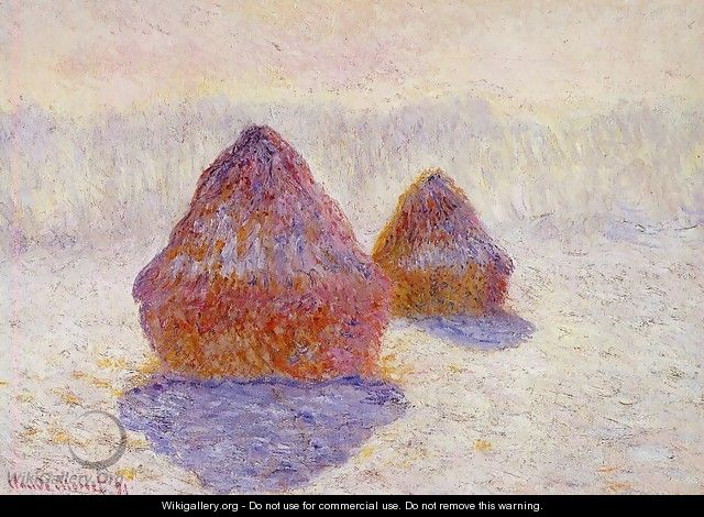 Grainstacks White Frost Effect By Monet Aka Grainstacks In Snowy Effect By Monet - Claude Oscar Monet