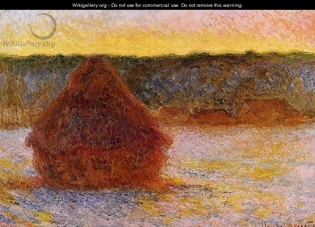 Grainstack At Sunset Winter - Claude Oscar Monet