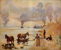 Horses In The Sand At Ivry - Armand Guillaumin
