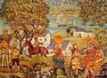 Landscape Figures Cottages And Boats - Maurice Brazil Prendergast