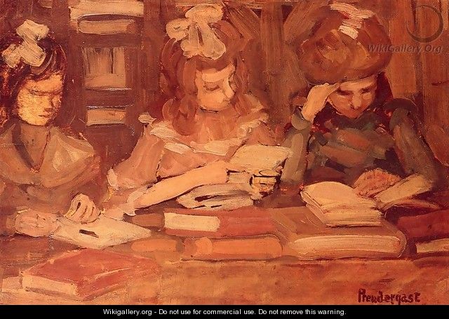 In The Library Aka Three School Girls - Maurice Brazil Prendergast