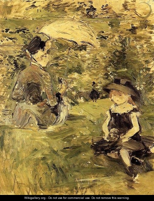 Young Woman And Child On An Isle - Berthe Morisot