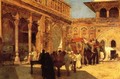 Elephants And Figures In A Courtyard Fort Agra - Edwin Lord Weeks