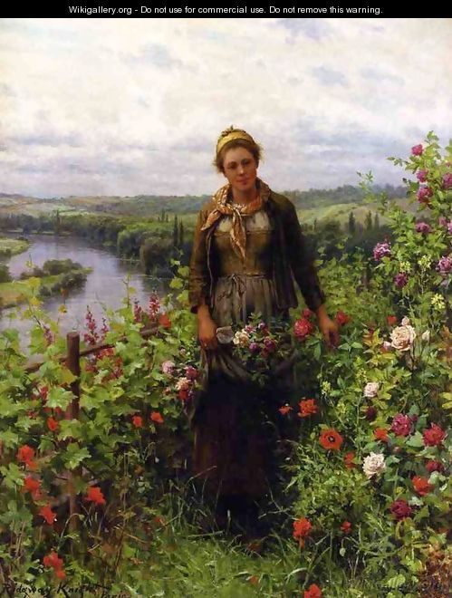 A Maid In Her Garden - Daniel Ridgway Knight