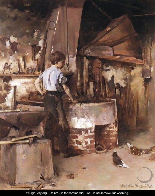 The Apprentice Blacksmith - Theodore Robinson