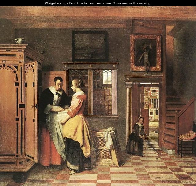 At the Linen Closet 1665 - Pieter De Hooch