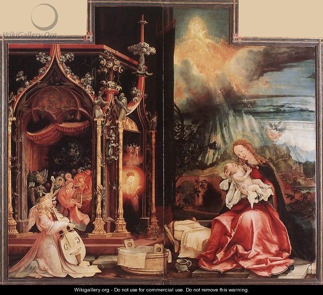 Concert of Angels and Nativity c. 1515 - Matthias Grunewald (Mathis Gothardt)