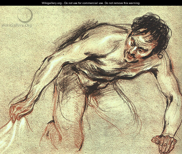 Kneeling Male Nude - Jean-Antoine Watteau