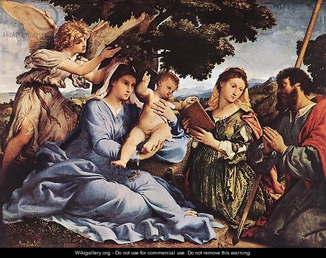 Madonna and Child with Saints and an Angel 1527-28 - Lorenzo Lotto